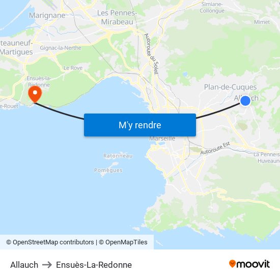 Allauch to Ensuès-La-Redonne map