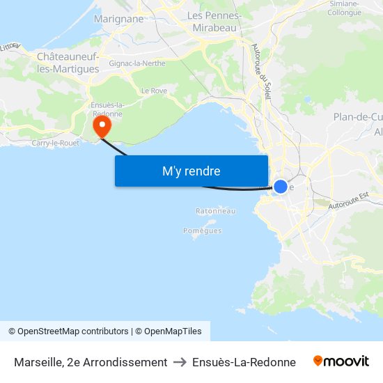 Marseille, 2e Arrondissement to Ensuès-La-Redonne map