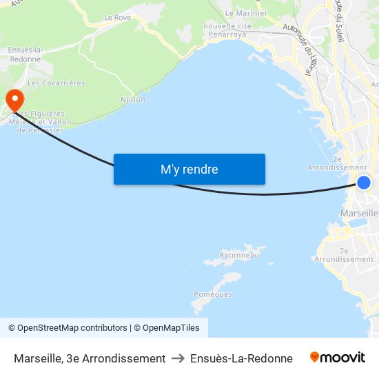 Marseille, 3e Arrondissement to Ensuès-La-Redonne map