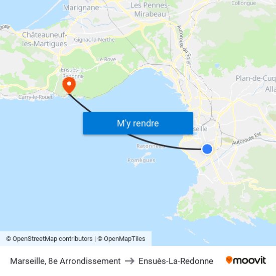 Marseille, 8e Arrondissement to Ensuès-La-Redonne map