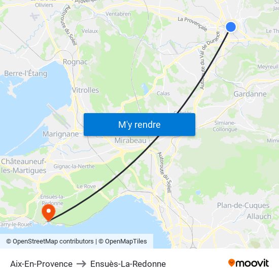 Aix-En-Provence to Ensuès-La-Redonne map