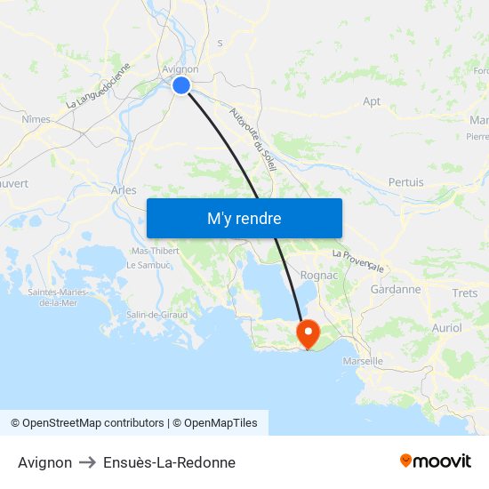 Avignon to Ensuès-La-Redonne map