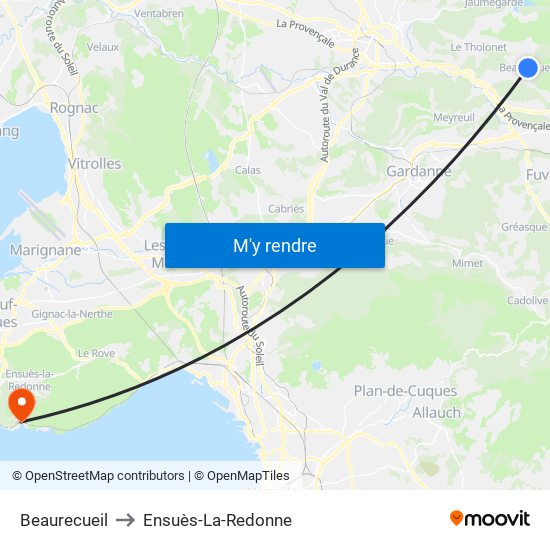 Beaurecueil to Ensuès-La-Redonne map