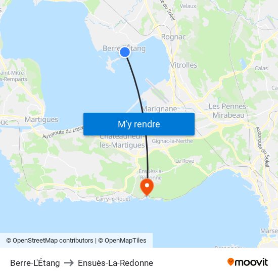 Berre-L'Étang to Ensuès-La-Redonne map