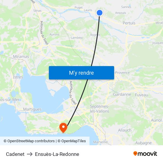 Cadenet to Ensuès-La-Redonne map