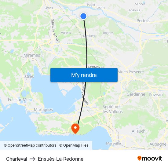 Charleval to Ensuès-La-Redonne map