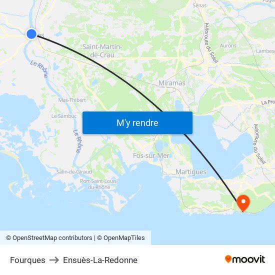 Fourques to Ensuès-La-Redonne map