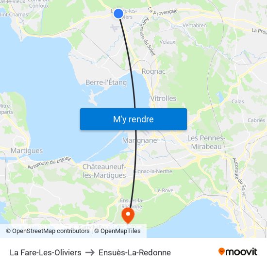 La Fare-Les-Oliviers to Ensuès-La-Redonne map