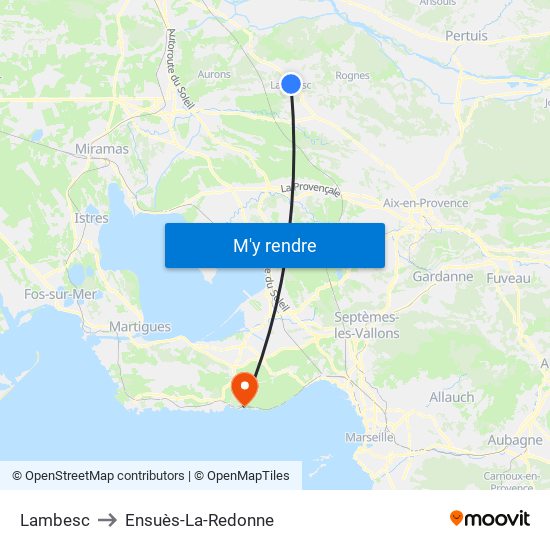 Lambesc to Ensuès-La-Redonne map