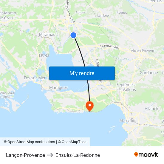 Lançon-Provence to Ensuès-La-Redonne map
