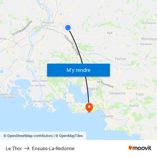 Le Thor to Ensuès-La-Redonne map