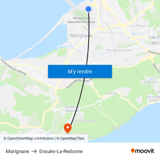 Marignane to Ensuès-La-Redonne map