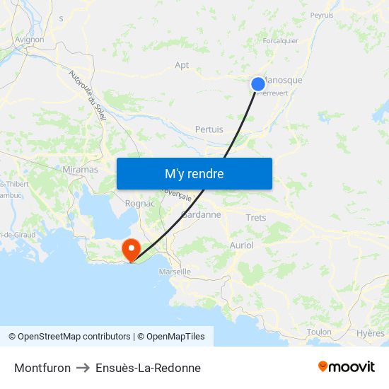 Montfuron to Ensuès-La-Redonne map