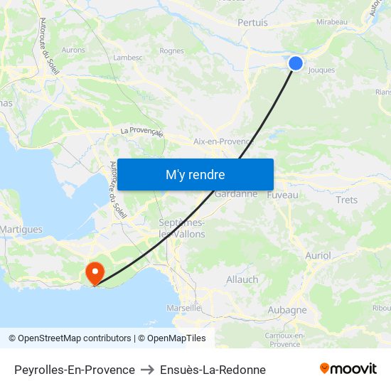 Peyrolles-En-Provence to Ensuès-La-Redonne map