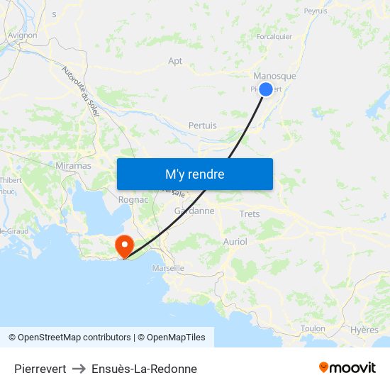 Pierrevert to Ensuès-La-Redonne map