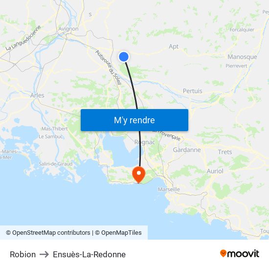 Robion to Ensuès-La-Redonne map