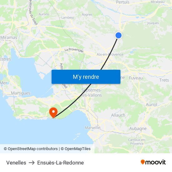 Venelles to Ensuès-La-Redonne map