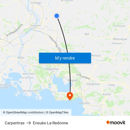 Carpentras to Ensuès-La-Redonne map