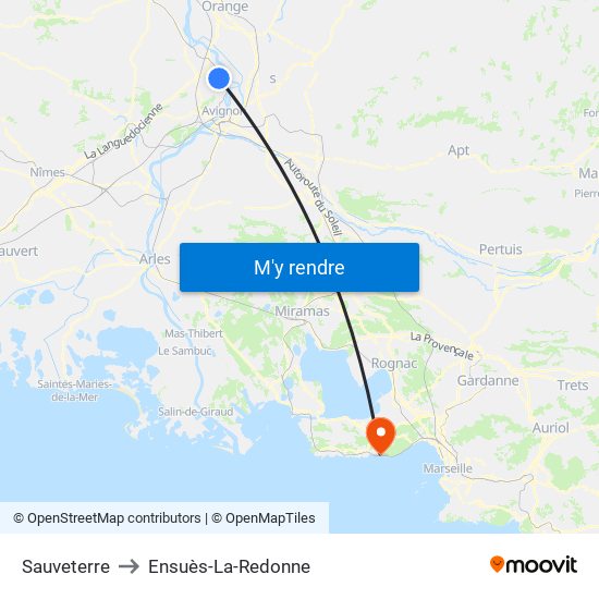 Sauveterre to Ensuès-La-Redonne map