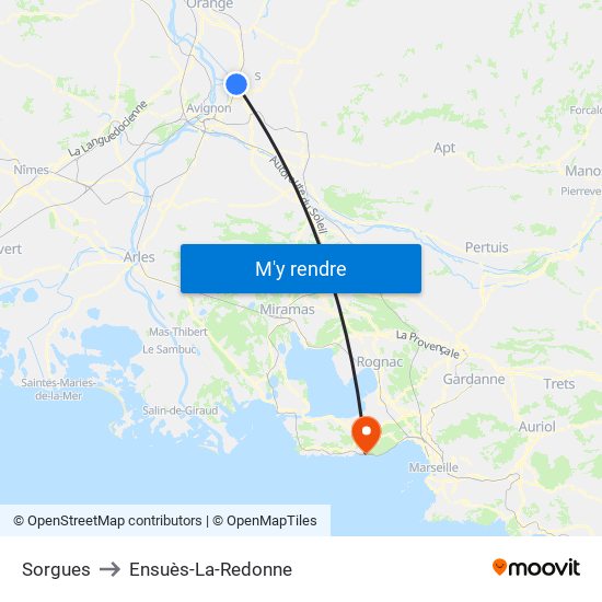 Sorgues to Ensuès-La-Redonne map