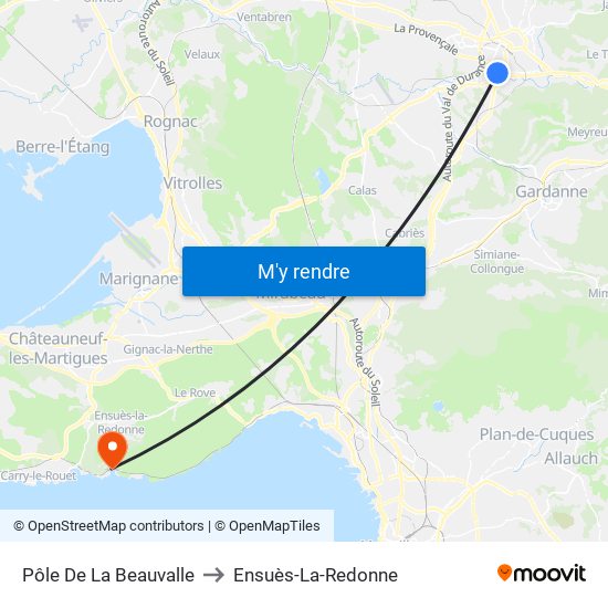 Pôle De La Beauvalle to Ensuès-La-Redonne map