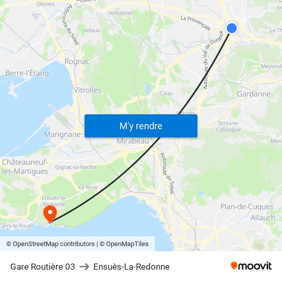 Gare Routière 03 to Ensuès-La-Redonne map