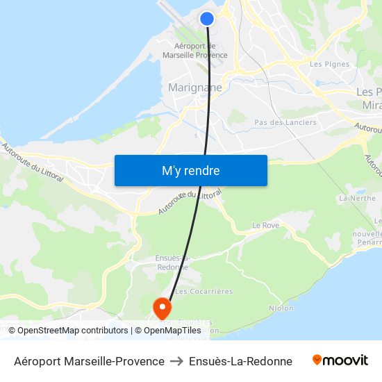 Aéroport Marseille-Provence to Ensuès-La-Redonne map