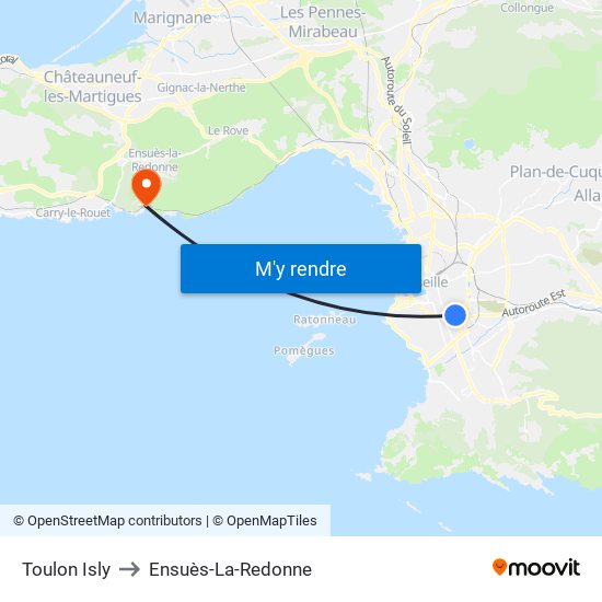 Toulon Isly to Ensuès-La-Redonne map