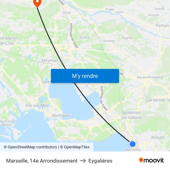 Marseille, 14e Arrondissement to Eygalières map