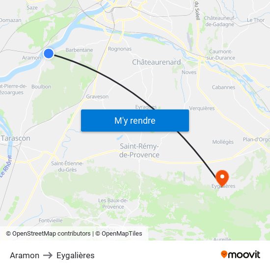Aramon to Eygalières map