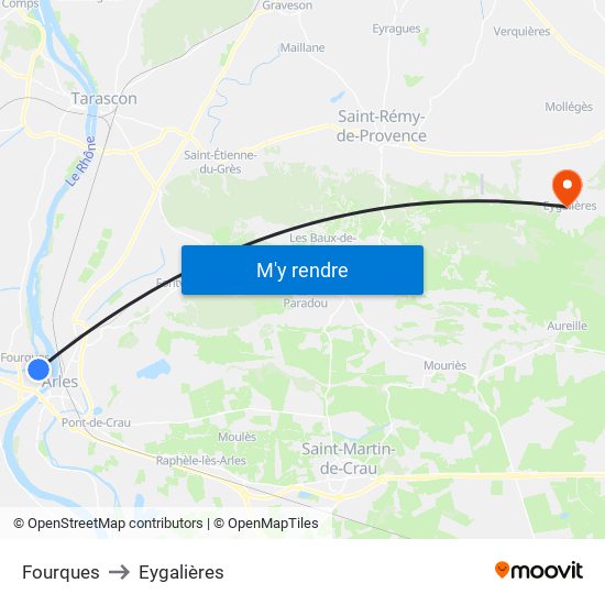 Fourques to Eygalières map