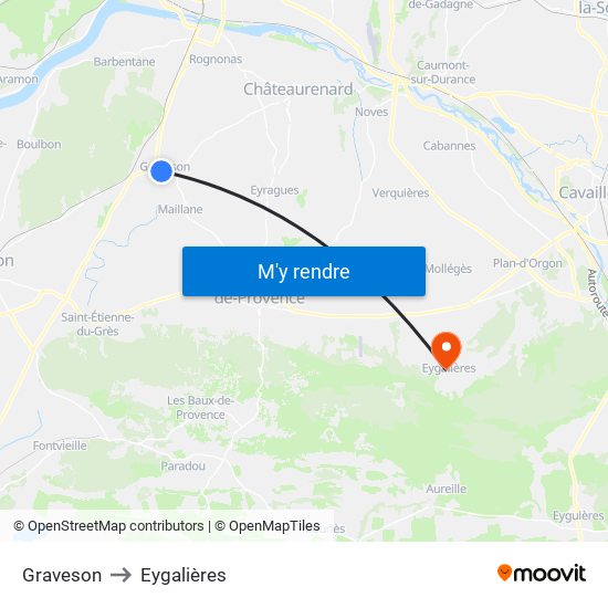 Graveson to Eygalières map