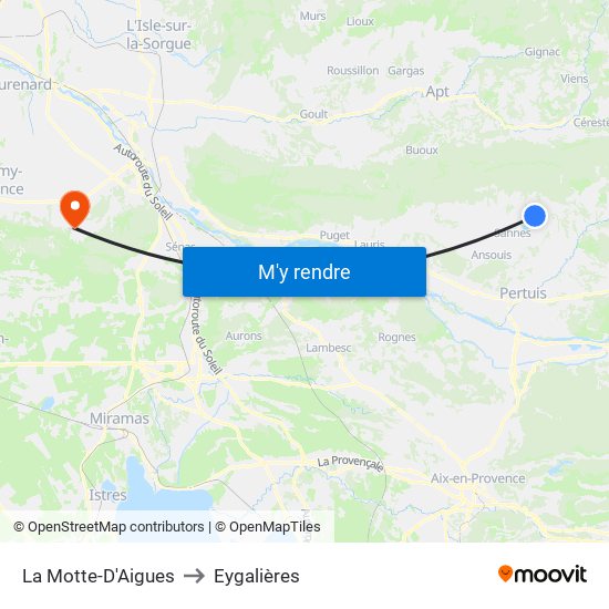 La Motte-D'Aigues to Eygalières map
