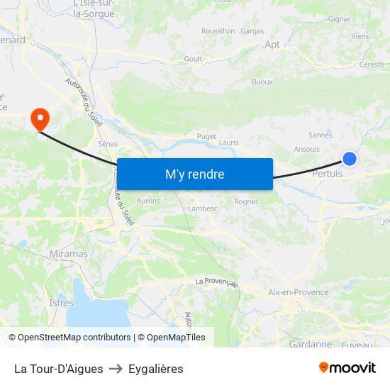 La Tour-D'Aigues to Eygalières map
