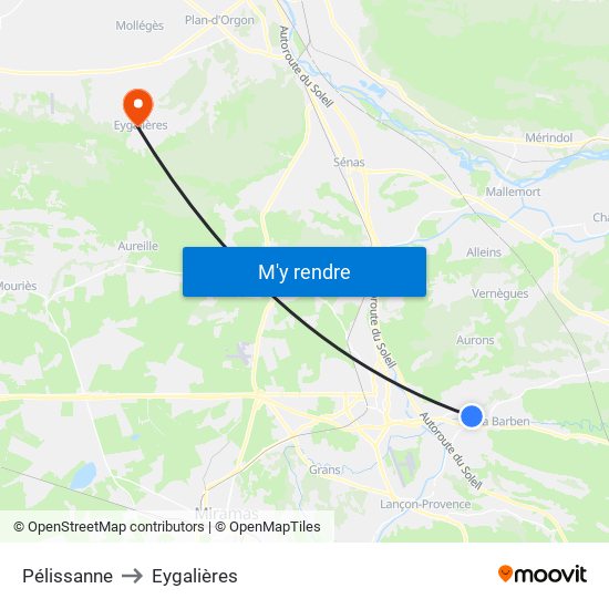 Pélissanne to Eygalières map