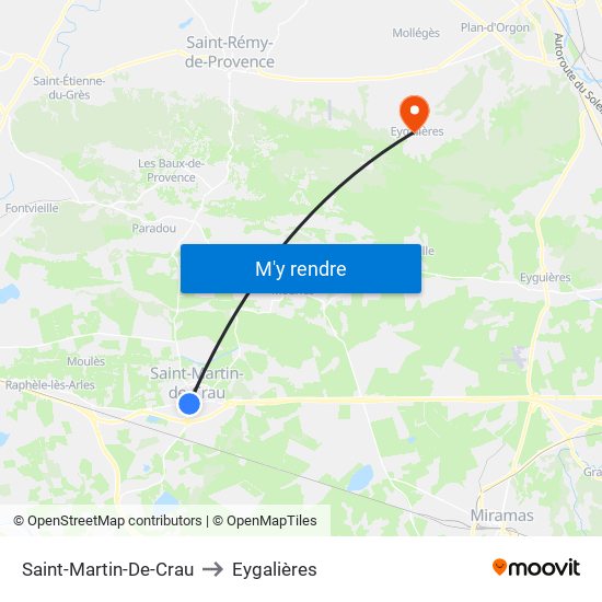 Saint-Martin-De-Crau to Eygalières map