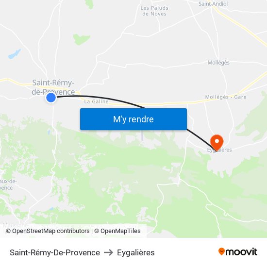 Saint-Rémy-De-Provence to Eygalières map