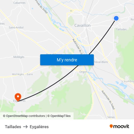 Taillades to Eygalières map