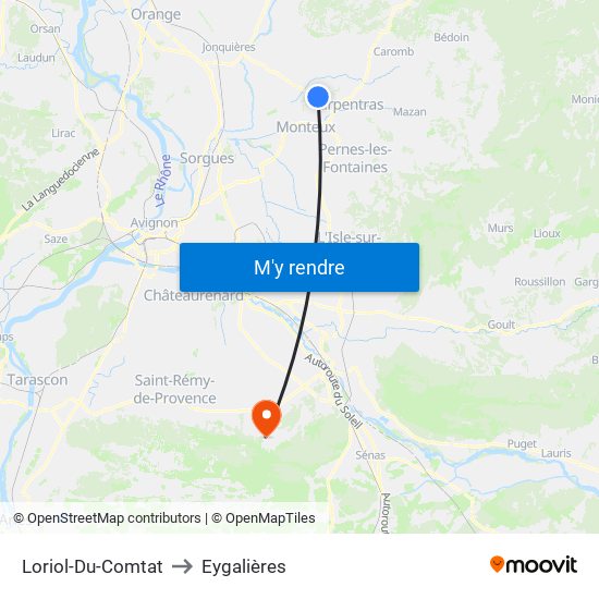 Loriol-Du-Comtat to Eygalières map
