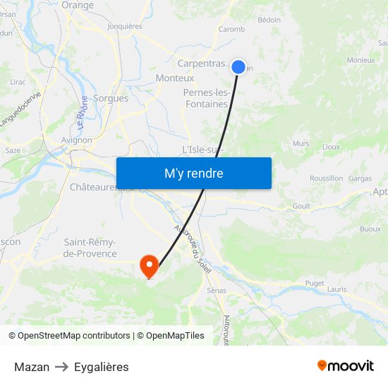Mazan to Eygalières map