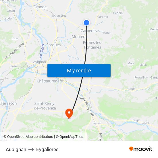 Aubignan to Eygalières map