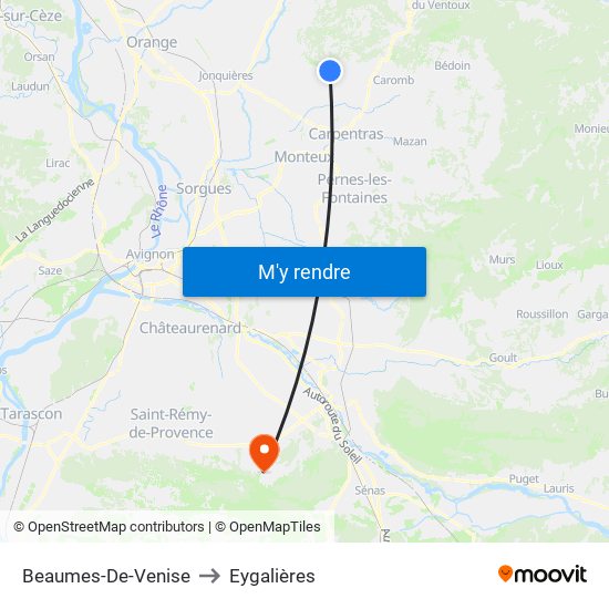 Beaumes-De-Venise to Eygalières map