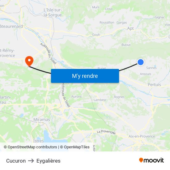 Cucuron to Eygalières map