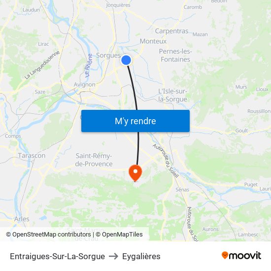 Entraigues-Sur-La-Sorgue to Eygalières map