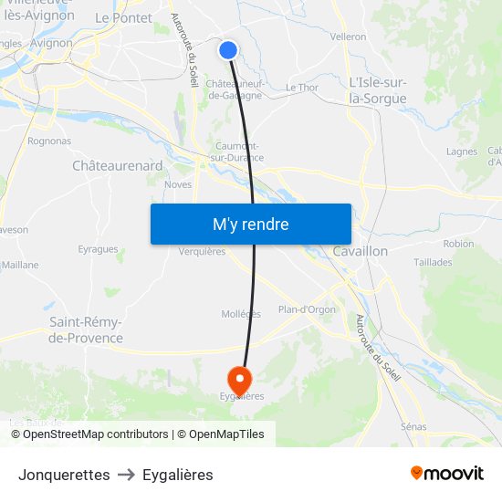 Jonquerettes to Eygalières map