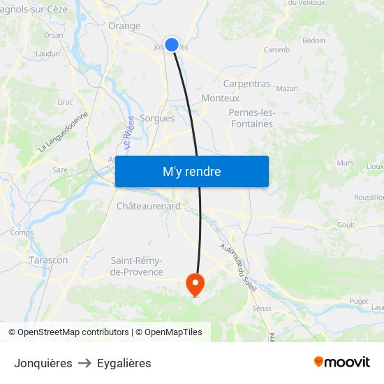 Jonquières to Eygalières map