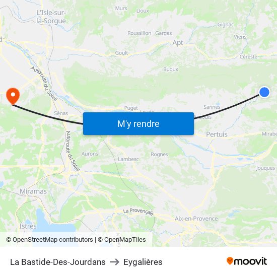 La Bastide-Des-Jourdans to Eygalières map