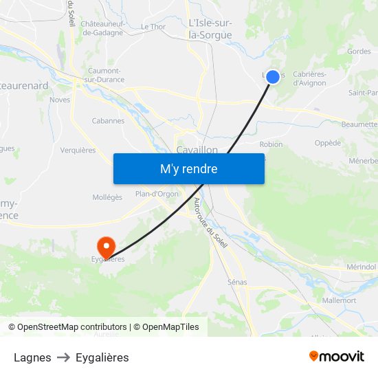 Lagnes to Eygalières map