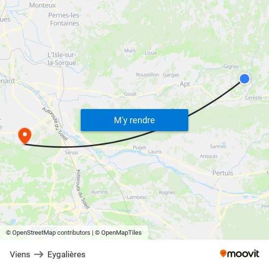 Viens to Eygalières map