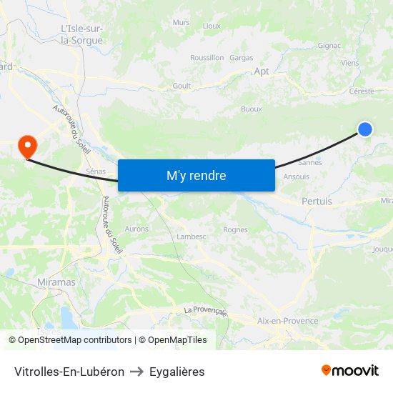 Vitrolles-En-Lubéron to Eygalières map